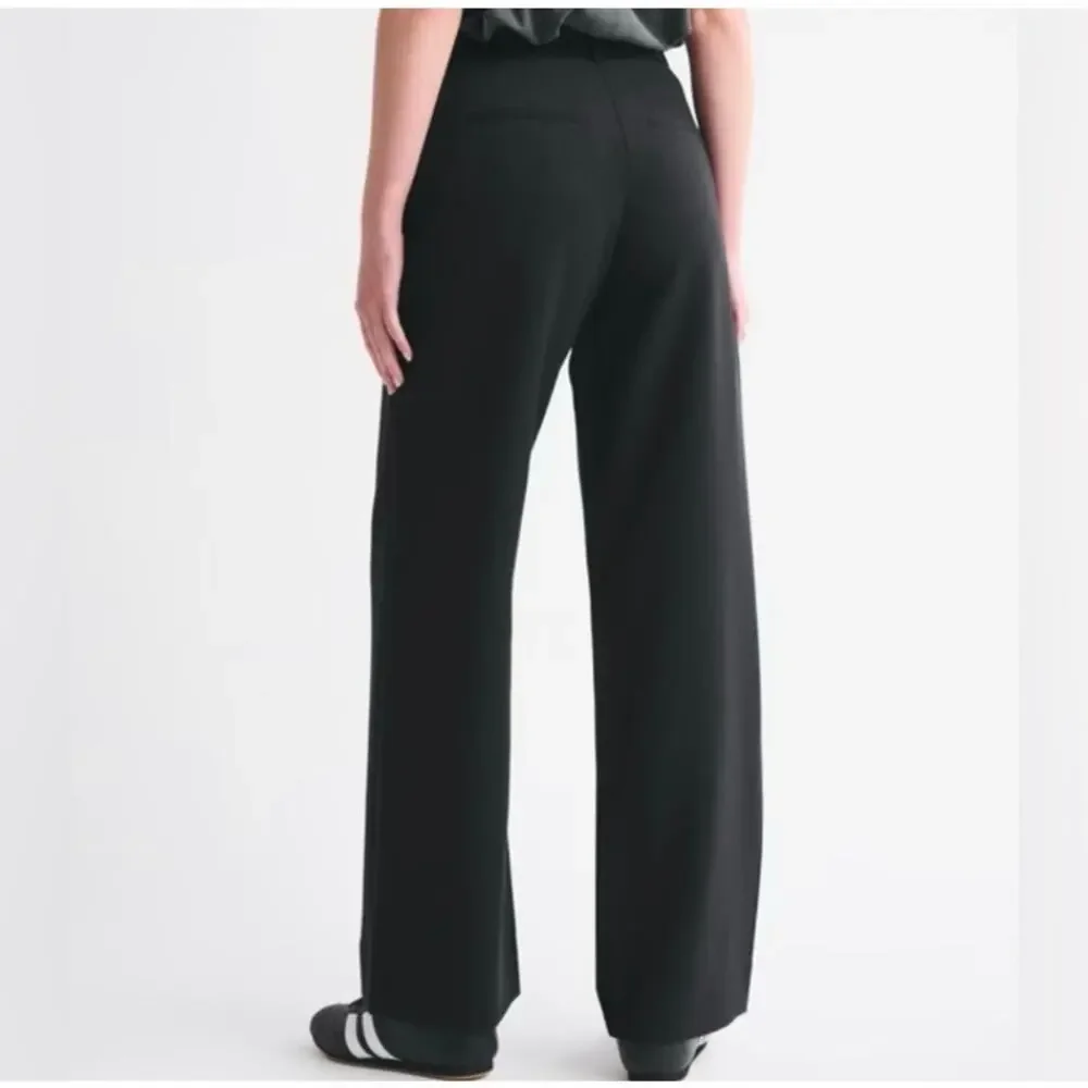 Abercrombie & Fitch Sz 31/12 Short Black Pleated Wide Leg Trouser Pants Classic